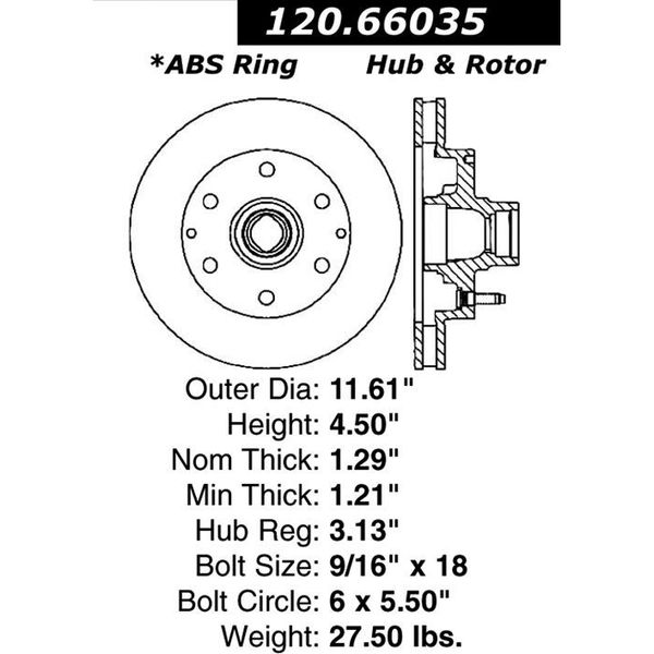 Centric Parts Premium Brake Rotor, 120.66035 120.66035